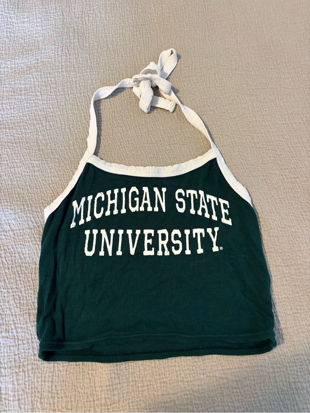 Michigan State University Dark Green Halter Crop Top